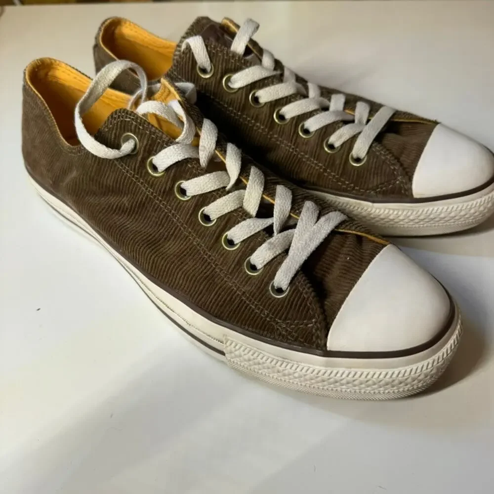 Converse All Star Low Top Brown Corduroy Sneakers Casual Lace Up Shoes - Picture 2 of 15